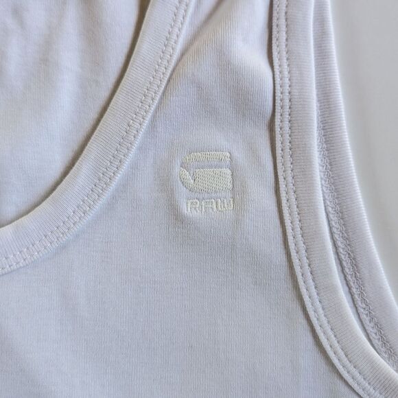 G-star Raw Women's Sleeveless Cotton Logo Tank Tops Sz S in Navy and White - Picture 8 of 16